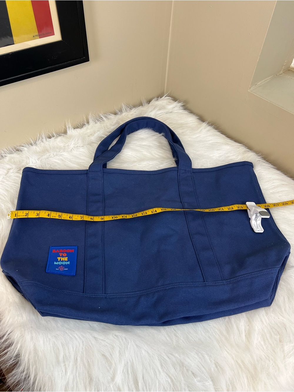 Baboon to the Moon Big Navy Canvas Tote Bag new without tags boat tote - Picture 8 of 14